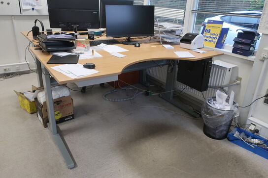 El. hæve/sænke skrivebord med indhold (Læs beskrivelse) 