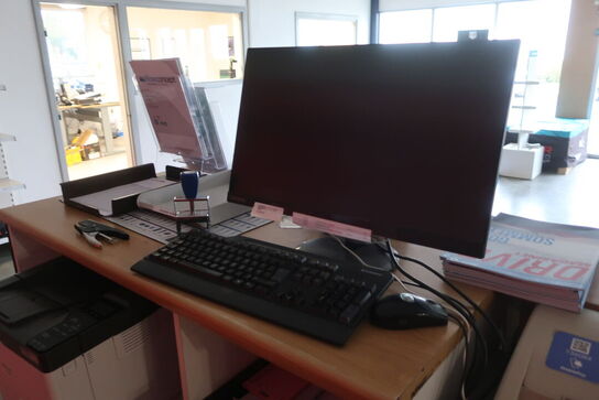 Butiksdisk med indhold (læs beskrivelse)