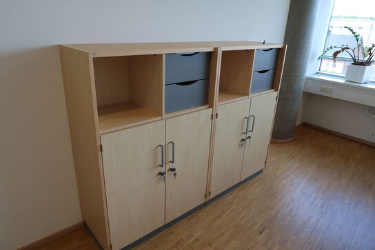 4 stk. el. hæve/sænke skrivebord EFG, skuffemoduler, reoler