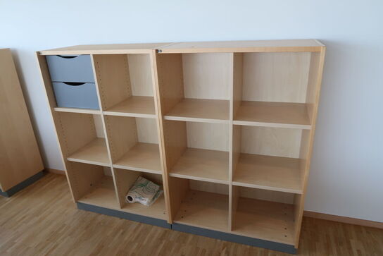 4 stk. el. hæve/sænke skrivebord EFG, skuffemoduler, reoler