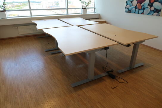 4 stk. el. hæve/sænke skrivebord EFG, skuffemoduler, reoler