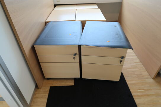 6 stk. skuffemoduler samt 2 stk. bordplader