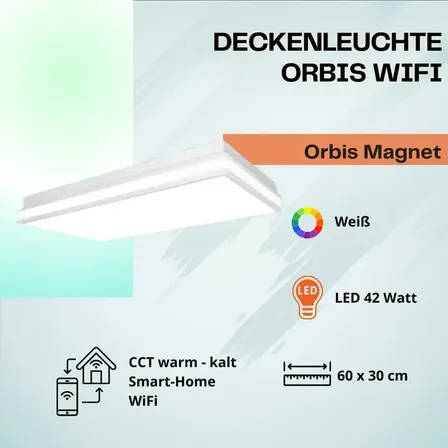 2 stk. ledvance loftlampe orbis magnet 42 watt led hvid wifi 60 x 30 cm(ubrugt)