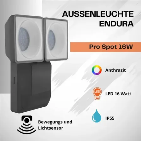Ledvance endura udendørslampe pro spot sensor 16 Watt led antracit(ubrugt)