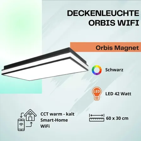 Ledvance loftlampe orbis magnet 42 watt led sort wifi 60 x 30 cm(ubrugt)