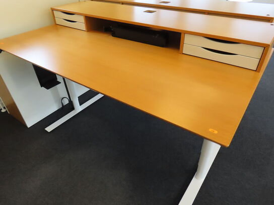 Hæve/sænkebord m. skuffer og søjle til skærm - 160x90 cm. DENCON