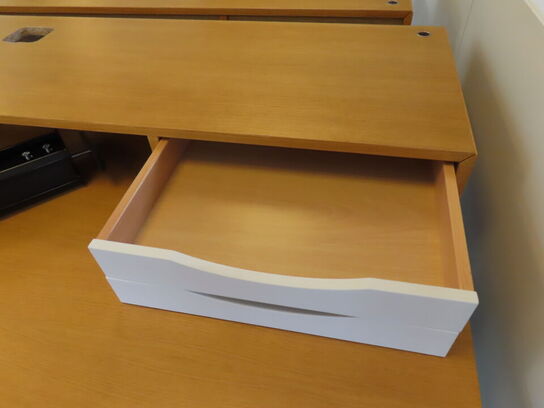 Hæve/sænkebord m. skuffer og søjle til skærm - 160x90 cm. DENCON