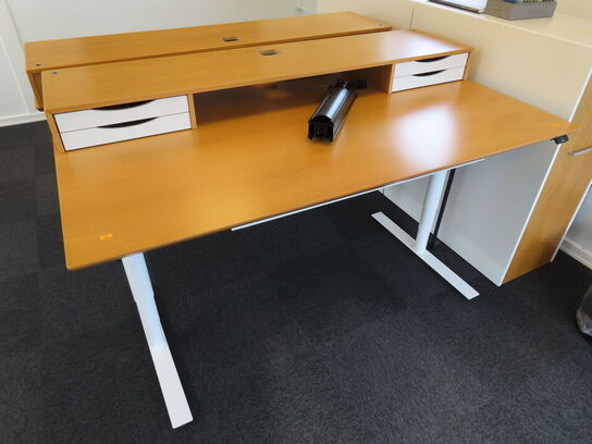 Hæve/sænkebord m. skuffer og søjle til skærm - 160x90 cm. DENCON