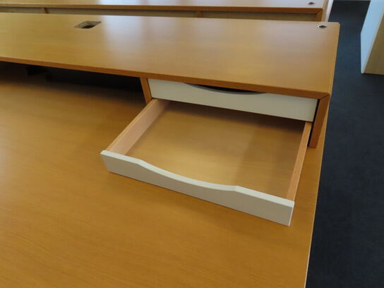 Hæve/sænkebord m. skuffer og søjle til skærm - 160x90 cm. DENCON