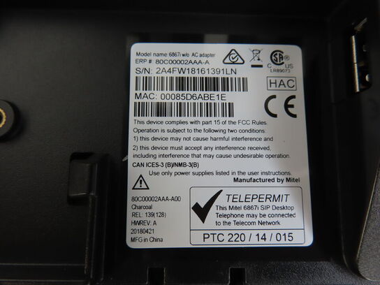 2 stk telefoner MITEL ASTRA 6867i