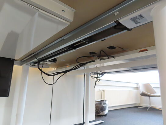 Hæve/sænkebord m. skuffer og søjle til skærm - 160x90 cm. DENCON