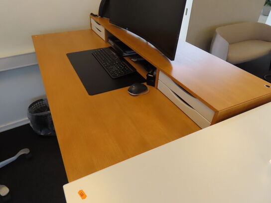 Hæve/sænkebord m. skuffer og søjle til skærm - 160x90 cm. DENCON