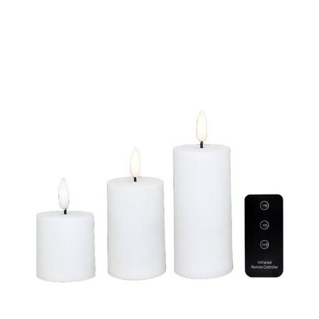 4 pk. Cozzy LED bloklys hvid med fjernbetjening udendørs 3 stk.