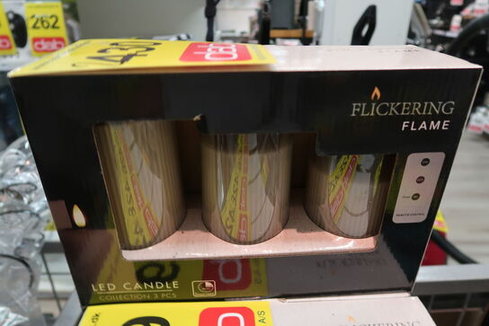 3 pk. Grå LED lys sæt af 3 stk. med riller Ø7 cm