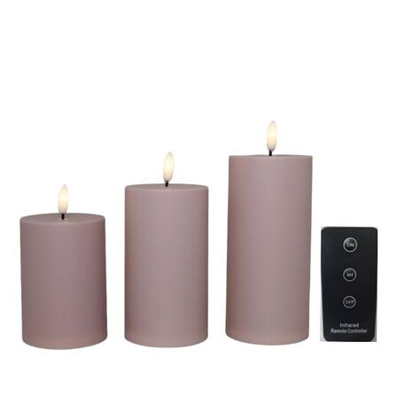 4 pk. Cozzy LED bloklys rosa med fjernbetjening udendørs 3 stk.