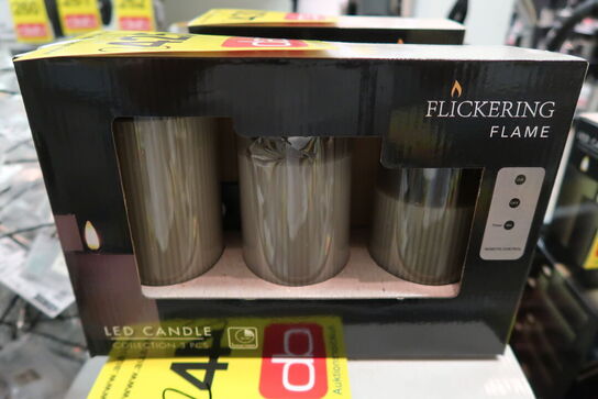 2 pk. Grå LED lys sæt af 3 stk. med riller Ø7 cm