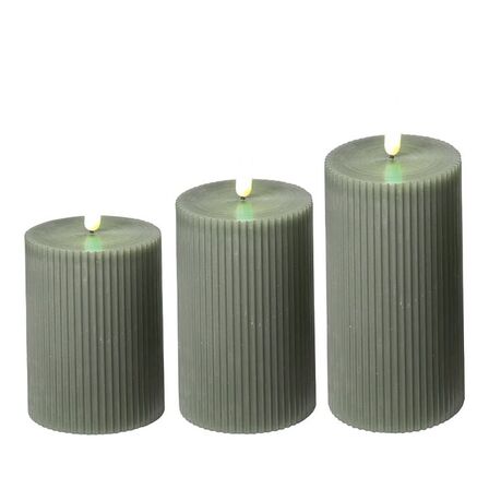 4 pk. Grøn LED lys sæt af 3 stk. med riller Ø7 cm