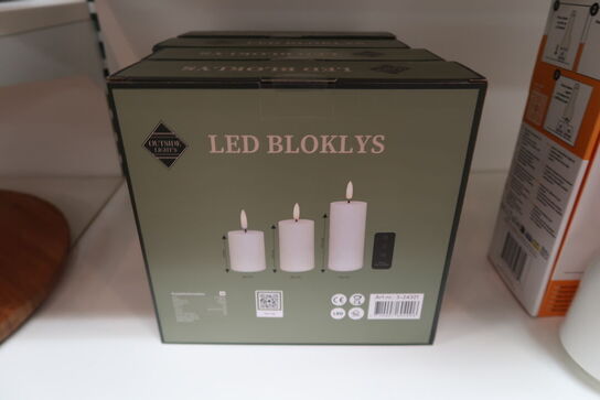 5 pk. Cozzy LED bloklys hvid med fjernbetjening udendørs 3 stk.