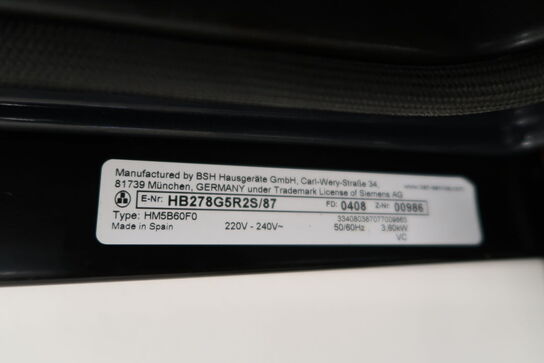 Indbygningsovn SIEMENS HM5B60F0