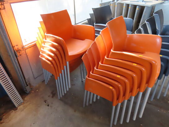 12 stk stabelbare udendørs stole, Orange