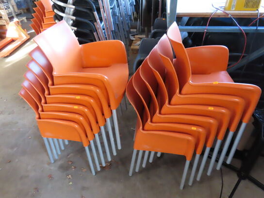 12 stk stabelbare udendørs stole, Orange