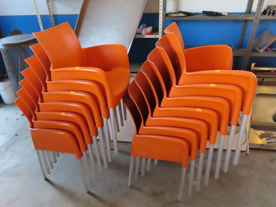 14 stk stabelbare udendørs stole, Orange
