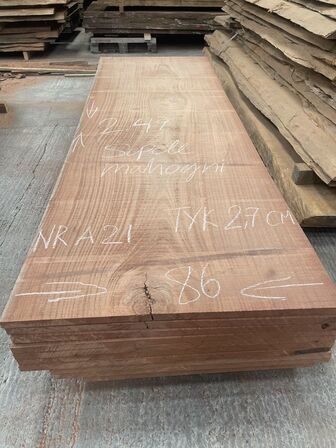 Træplanke i SAPELE (mahogni) 2,49x0,86m - 2,7 cm tyk