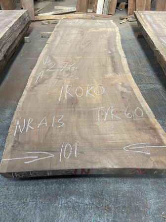 Træplanke i IROKO (afr. teak) 2,76x1,01/0,93m - 6 cm tyk