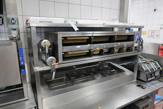 Rustfri stålbord med køleenhed (varmeskab medfølger ikke)