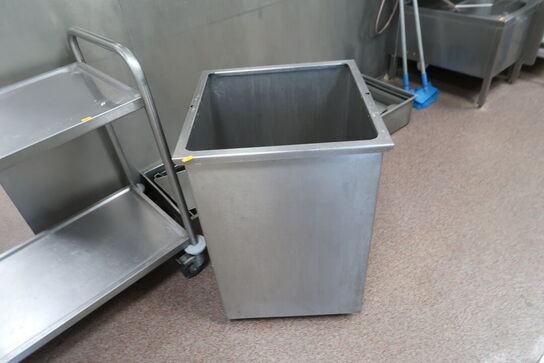 Rustfri stålopbevaringsvogn samt skraldespand