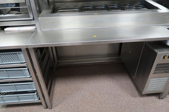 Rustfri stålbord med køleenhed (varmeskab medfølger ikke)