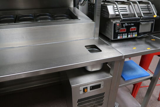 Rustfri stålbord med køleenhed (varmeskab medfølger ikke)