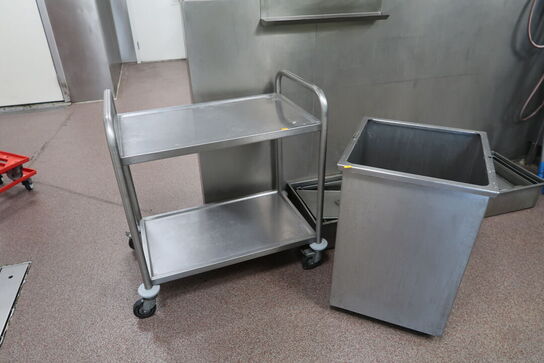 Rustfri stålopbevaringsvogn samt skraldespand