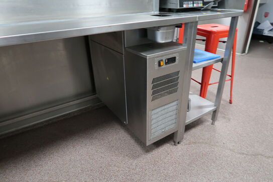 Rustfri stålbord med køleenhed (varmeskab medfølger ikke)