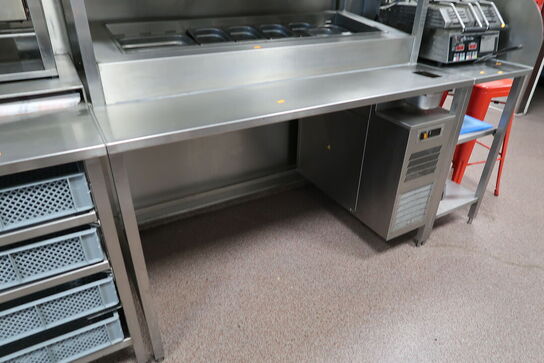 Rustfri stålbord med køleenhed (varmeskab medfølger ikke)