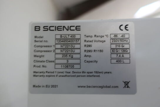 Fryseskab B SCIENCE GLOBAL B-ULT 400 (Display total skadet)