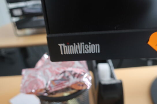 El. hæve/sænke skrivebord med indhold samt kontorstol