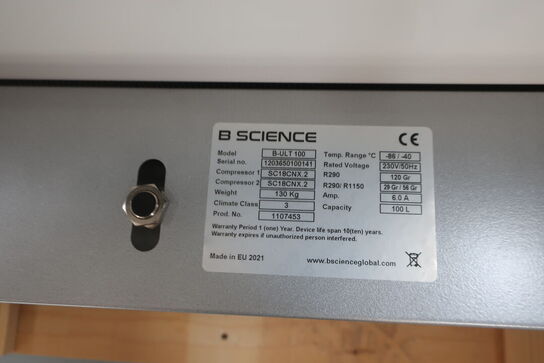 Fryseskab B SCIENCE GLOBAL B-ULT 100 (supply com failure & Front missing)