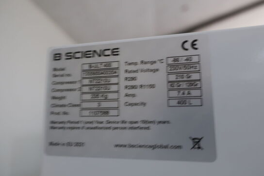 Fryseskab B SCIENCE GLOBAL B-ULT 400 (køleteknik fejl, virker nok ikke)