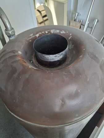 Antik Kobber kedelbruser med brændefyret vandopvarming. STRØMBERG