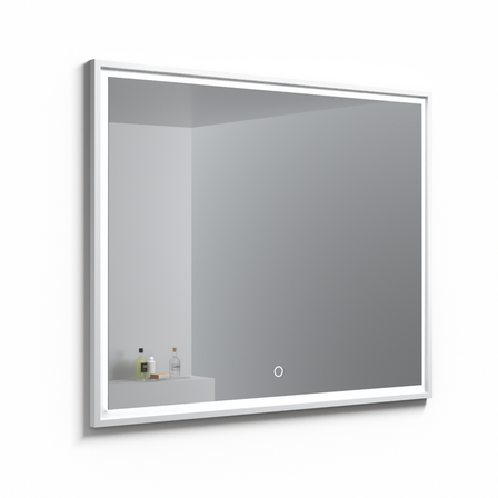 Hvidt Badeværlse Spejl med LED Belysning.  STRØMBERG