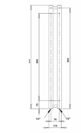 Rustfrit designradiator 950x115mm  STRØMBERG