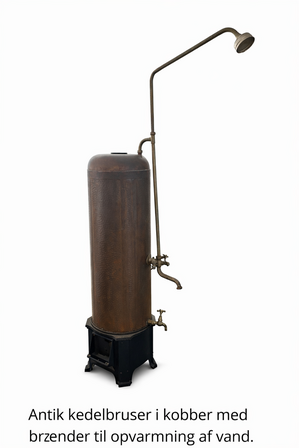 Antik Kobber kedelbruser med brændefyret vandopvarming. STRØMBERG