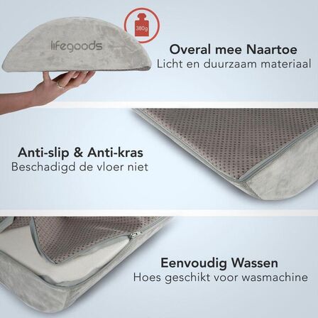 2 stk. lifegoods fodstøtte 43 x 29 x 10,5 cm grå(ubrugt)