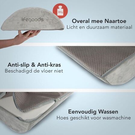 3 stk. lifegoods fodstøtte 43 x 29 x 10,5 cm grå(ubrugt)