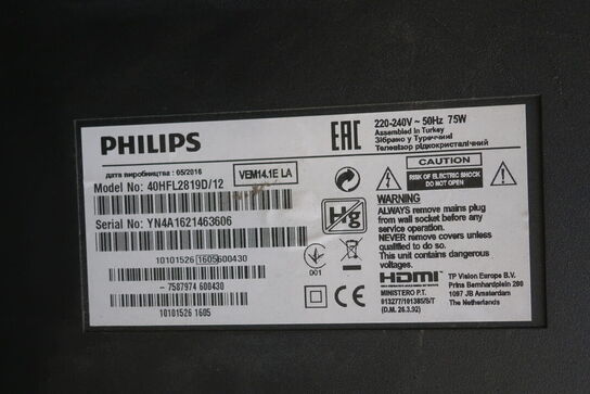 Fladskærms Tv 40" PHILLIPS Model: 40HFL2819D/12