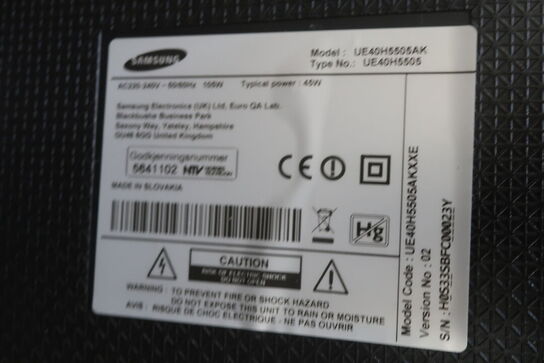 Fladskærms Tv 40" SAMSUNG Model: UE40H550AK