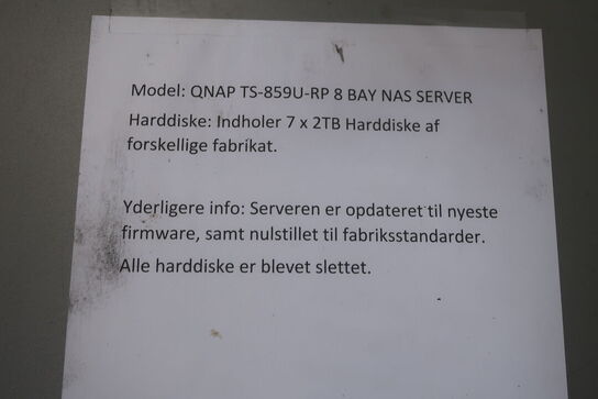 Netværkslagringsserver (NAS) QNAP Model: TS-859U-RP