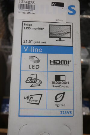 Computerskærm 21½" PHILLIPS Model: 223V5LHSB2/00
