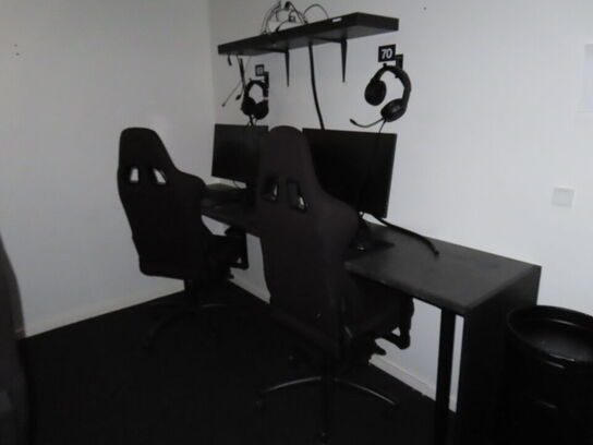 HELE RUMMET, 5 x GAMER PLADSER inkl. borde og hylder 